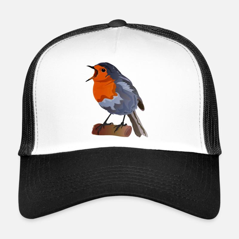 Robin Bird Illustration on Textile Trucker Cap