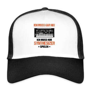 Muss nur Synthesizer spielen Musikliebhaber - Trucker Cap - Weiß/Schwarz - Vorne