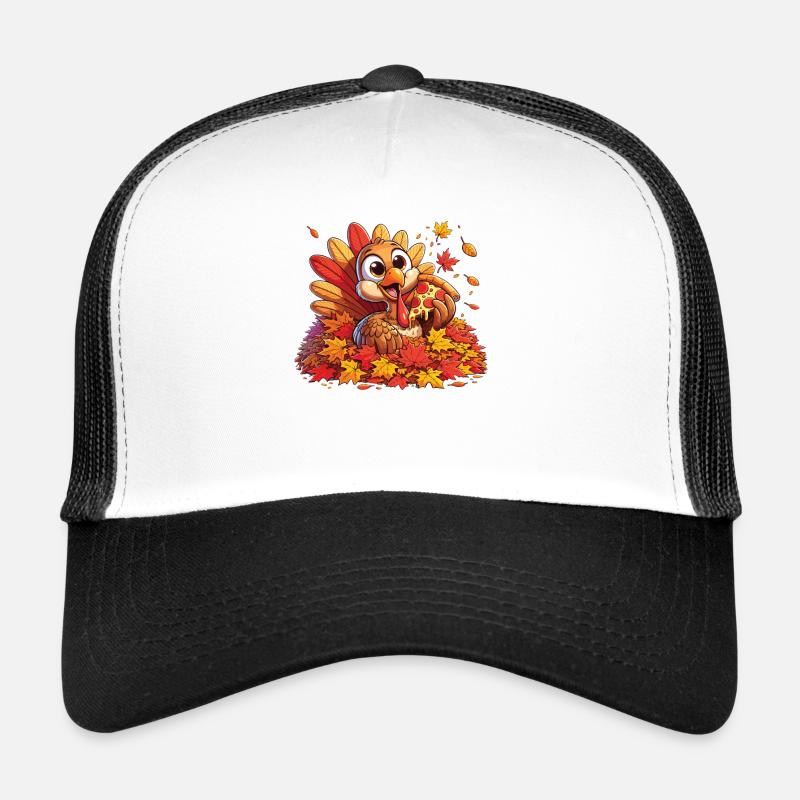 Feuilles d’automne colorées avec dinde et pizza Casquette trucker 