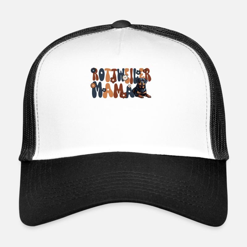 Rottweiler Groovy Rottweiler Mom - Trucker Cap - white/black
