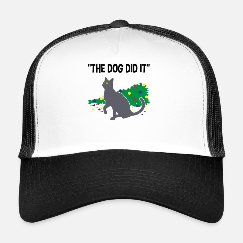 Mischievous Cat Guilt on Dog Gift Trucker Cap