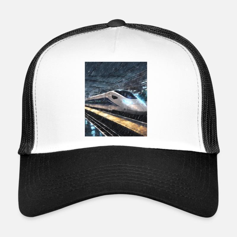 Night Rain Train Station Train Japan Trucker Cap