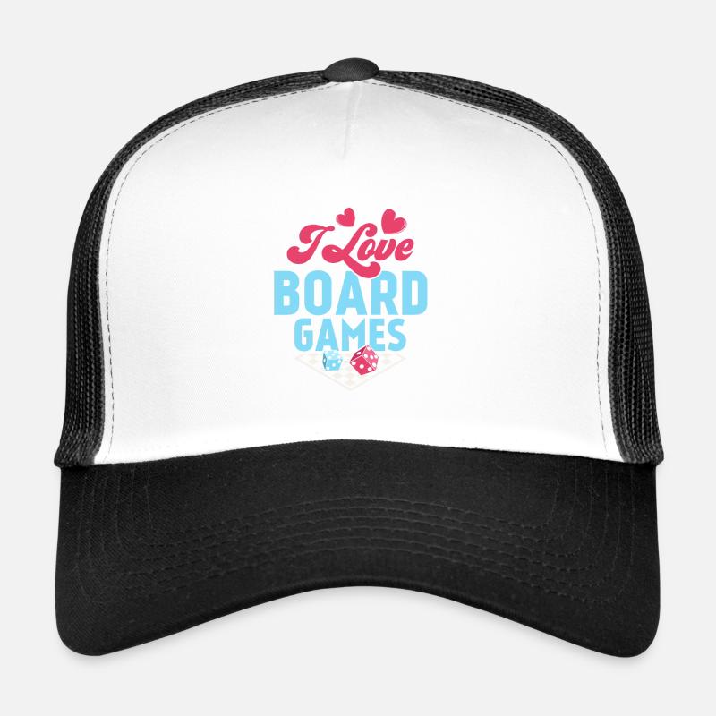 I Love Board Games Nerd Gamer Tabletop Player Trucker Cap