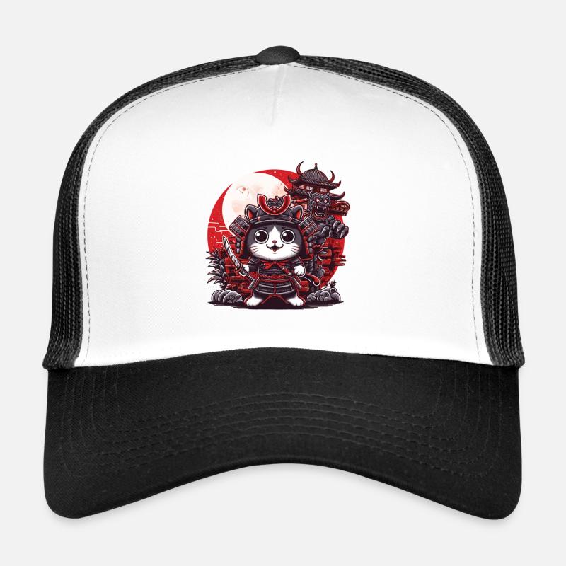 Profitez de l’image du chat samouraï et du monstre Casquette trucker 