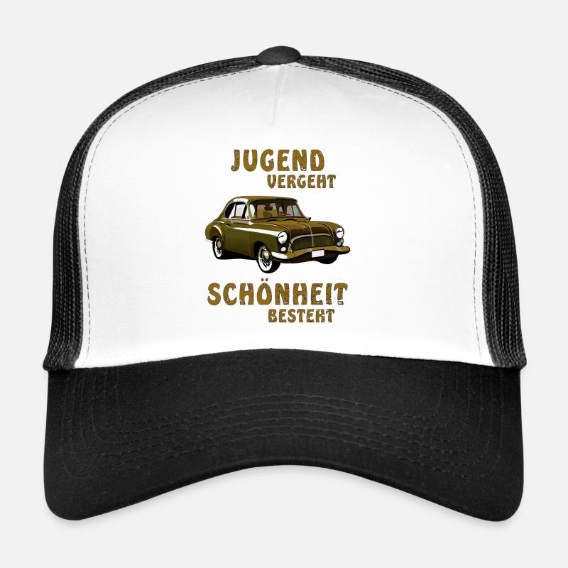 AUTO JUGEND VERGEHT SCHÖNHEIT BESTEHT - Trucker Cap - Weiß/Schwarz