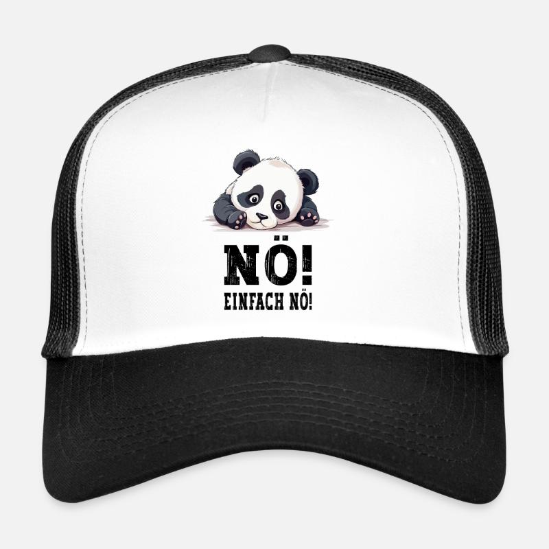 Nö Einfach Nö No Nein Panda Bär Süß Lustig Spruch - Trucker Cap - Weiß/Schwarz