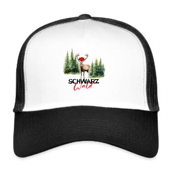 Schwarzwald Kunstdruck Aquarell für Liebhaber - Trucker Cap - Weiß/Schwarz - Vorne