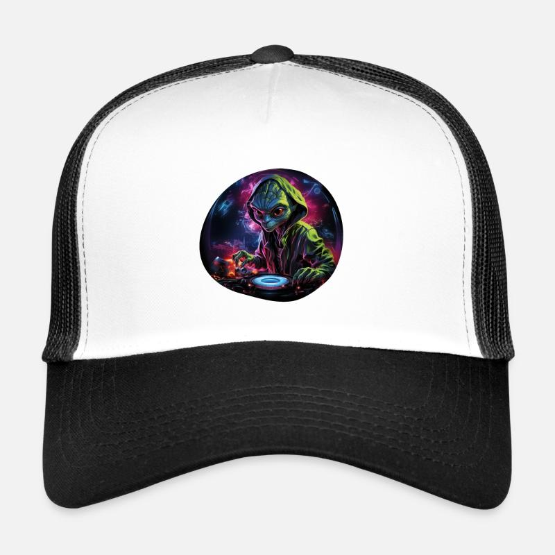 Alien DJ, Space DJ, Cosmic Beats, AlienCartoon, Casquette trucker 
