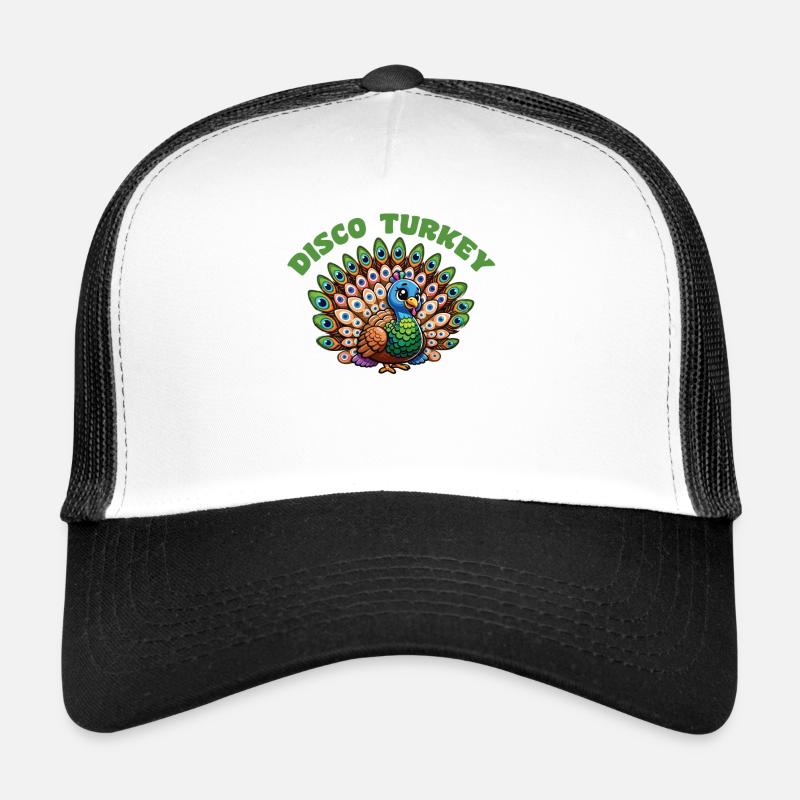 Dinde de Thanksgiving habillée en disco de paon Casquette trucker 