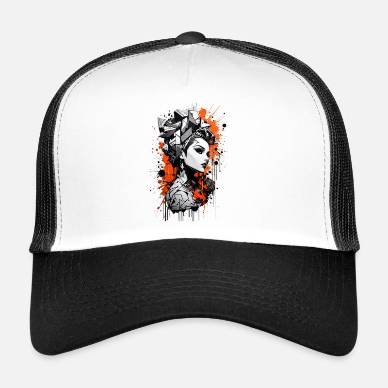 Abstrait coloré jeune femme Graffiti Art Casquette trucker 