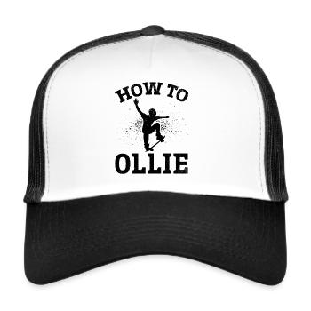 Skateboarding How To Ollie - Skatepark Skateboarde - Trucker Cap - Weiß/Schwarz - Vorne
