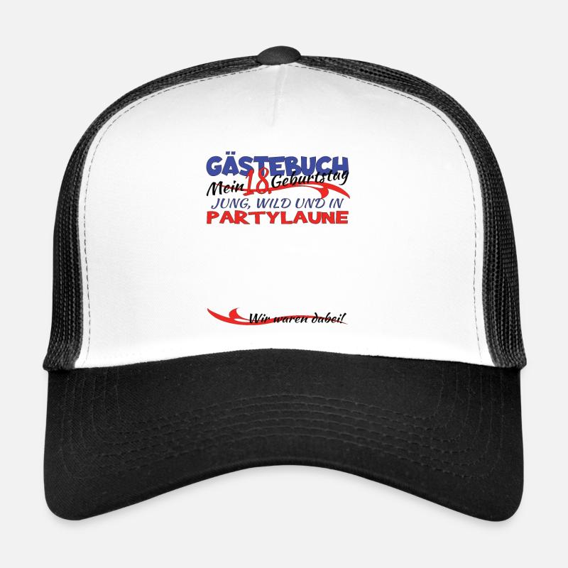 18. Geburtstag Mädchen & Junge Gästebuch - Trucker Cap - Weiß/Schwarz