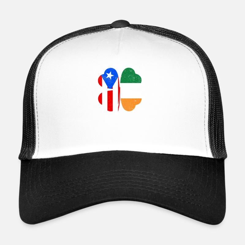Drapeau portoricain irlandais trèfle d’Irlande Casquette trucker 