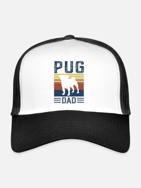 Pug Dad Dog Vintage Retro - Trucker Cap - white/black