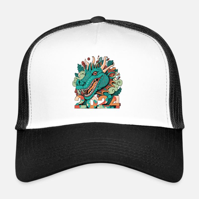 BONNE ANNÉE DRAGON 2024 - Casquette trucker  - blanc/noir