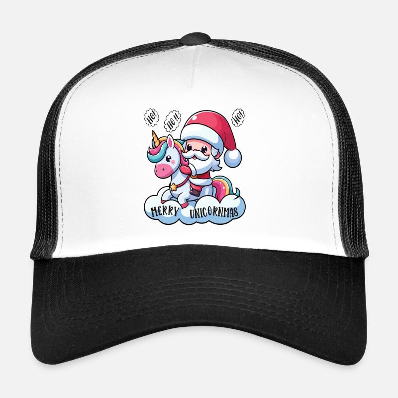 Der Weihnachtsmann reitet auf einem Einhorn, ho ho ho, Fröhliche Einhörner Trucker Cap