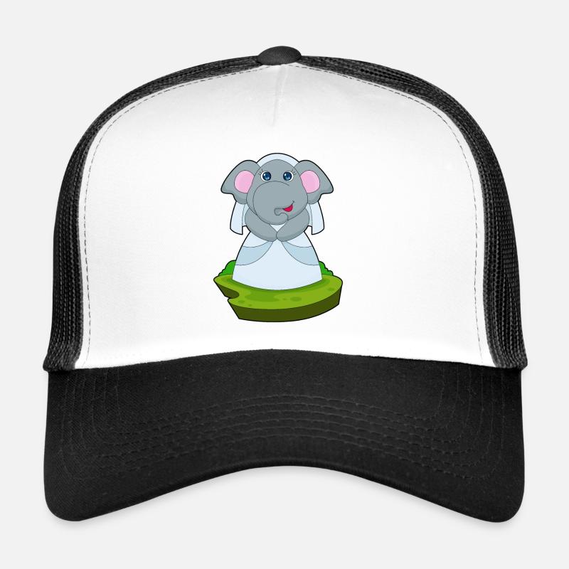 Elefant Braut Schleier Hochzeit - Trucker Cap - Weiß/Schwarz