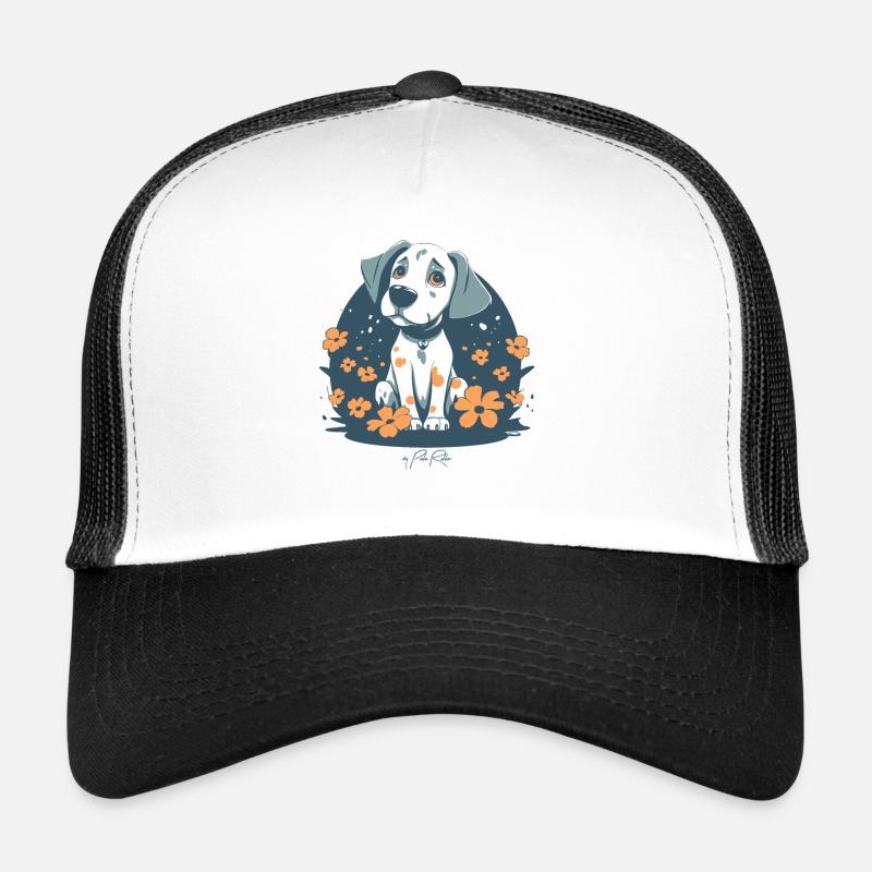 Cute puppy and flowers Trucker Cap