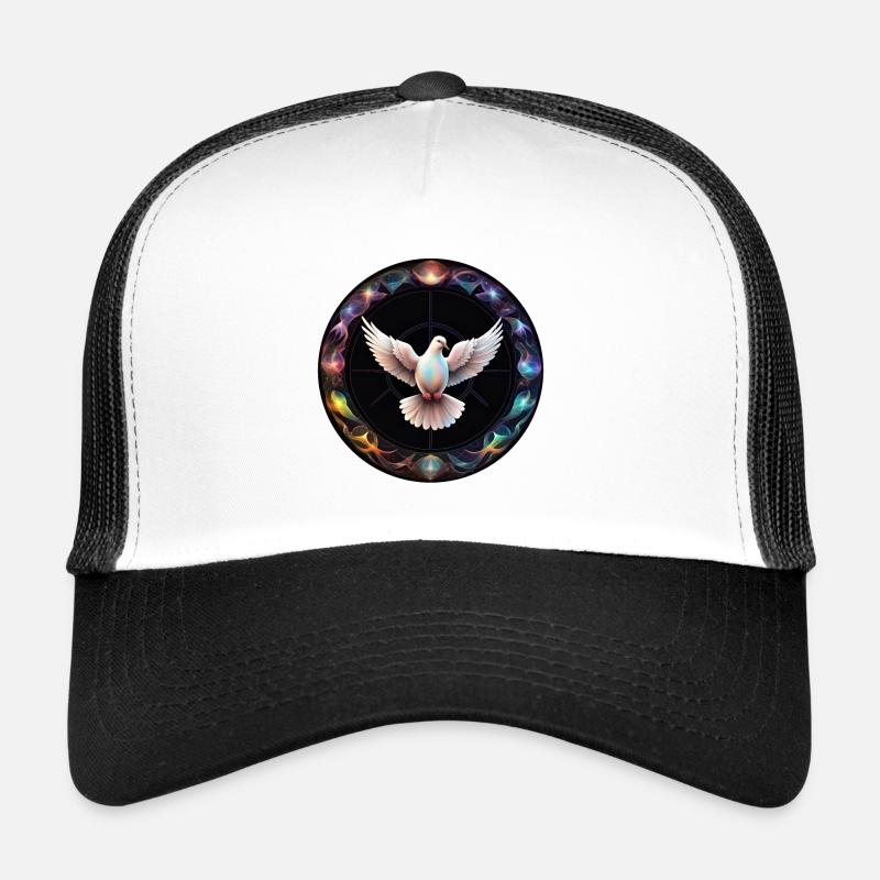 Friedens-Taube im Farbenzauber - Trucker Cap - Weiß/Schwarz
