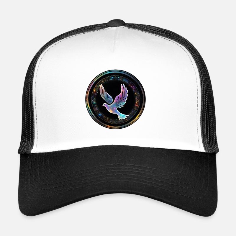 Galaxy Taube im Sternenring - Trucker Cap - Weiß/Schwarz