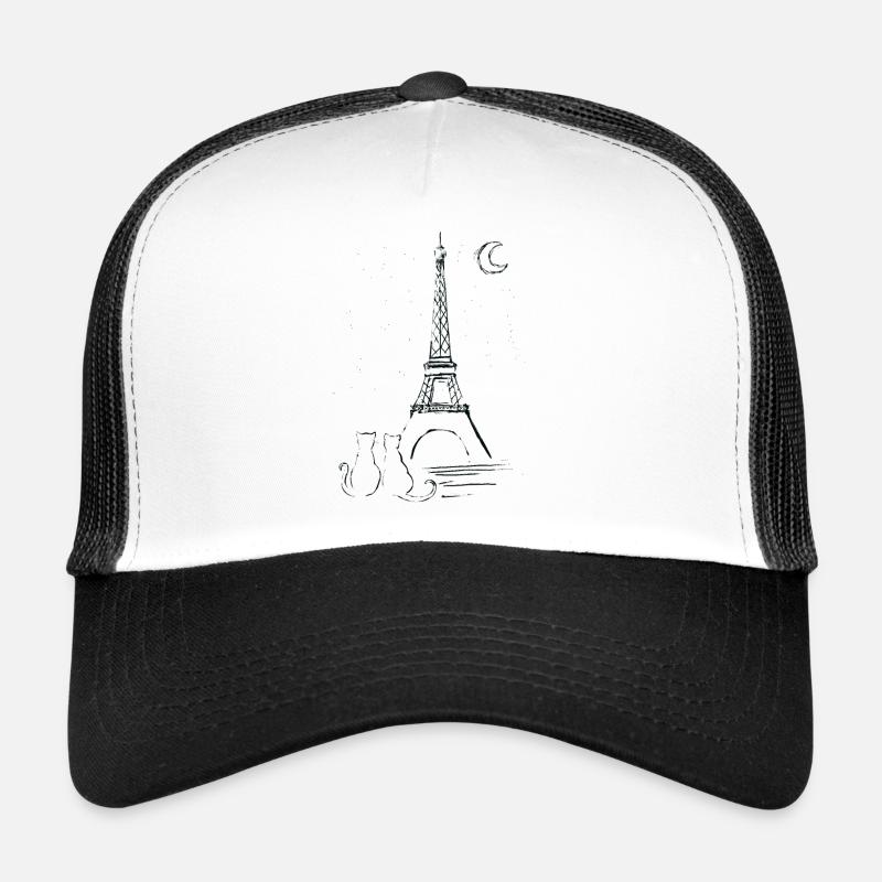 Paris and Love - Cat Love with Eiffel Tower Trucker Cap
