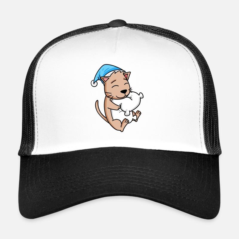 Chat avec oreiller et bonnet somnolent Casquette trucker 