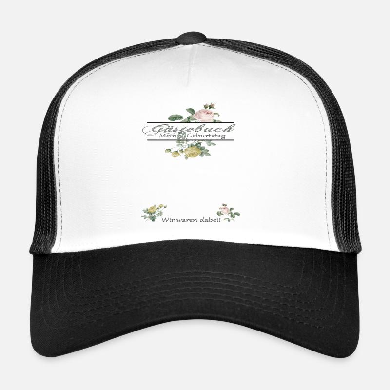 50. Geburtstag Frau & Mann Gästebuch - Trucker Cap - Weiß/Schwarz