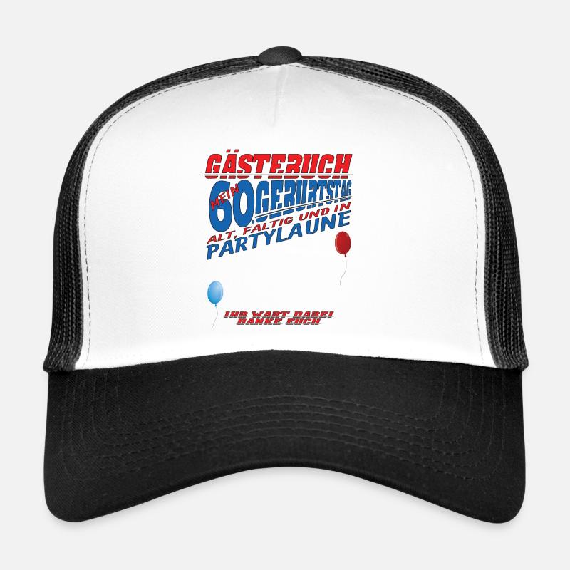 60. Geburtstag Frau & Mann Gästebuch - Trucker Cap - Weiß/Schwarz