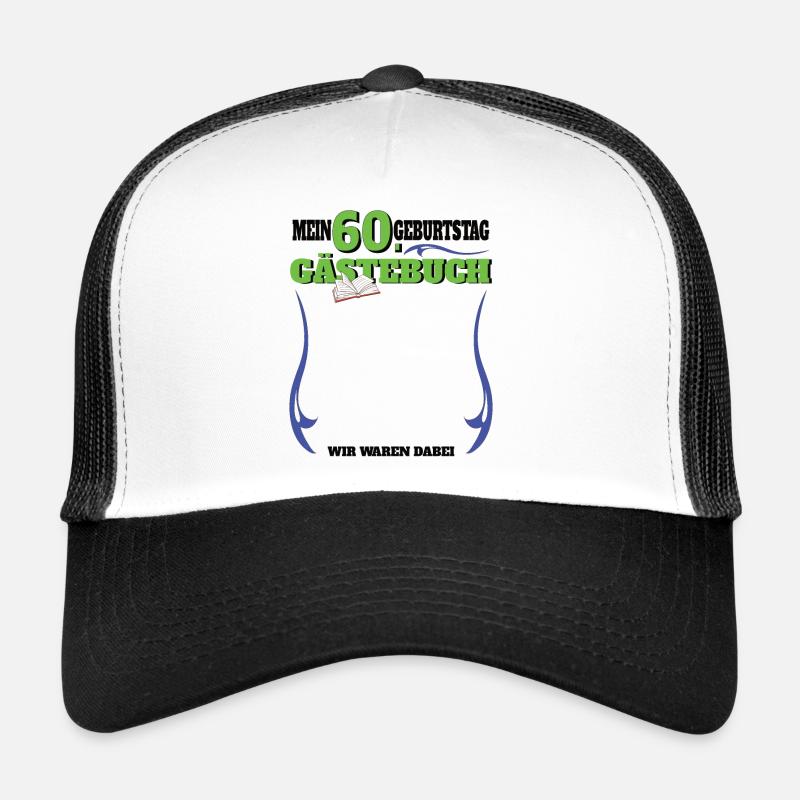 60. Geburtstag Frau & Mann Gästebuch - Trucker Cap - Weiß/Schwarz
