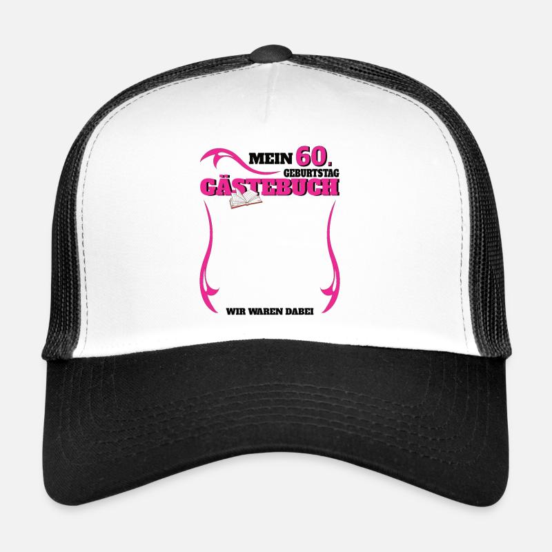 60. Geburtstag Frau & Mann Gästebuch - Trucker Cap - Weiß/Schwarz