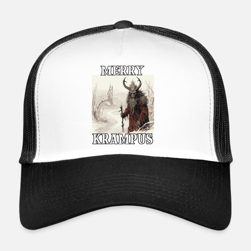 Merry Krampus | Kramperl | Krampus Kostüm - Trucker Cap - Weiß/Schwarz