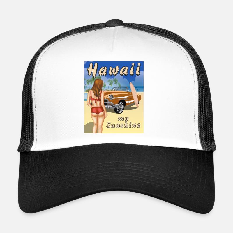 HAWAÏ mon soleil - Casquette trucker  - blanc/noir
