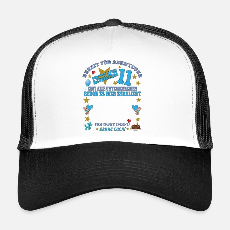 11. Geburtstag Mädchen & Junge Gästebuch - Trucker Cap - Weiß/Schwarz