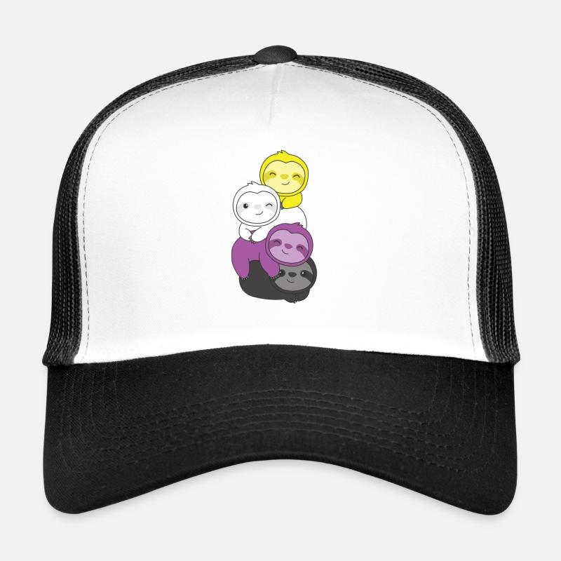 Nonbinary Flag Pride LGBTQ Cute Sloth Bunch Trucker Cap