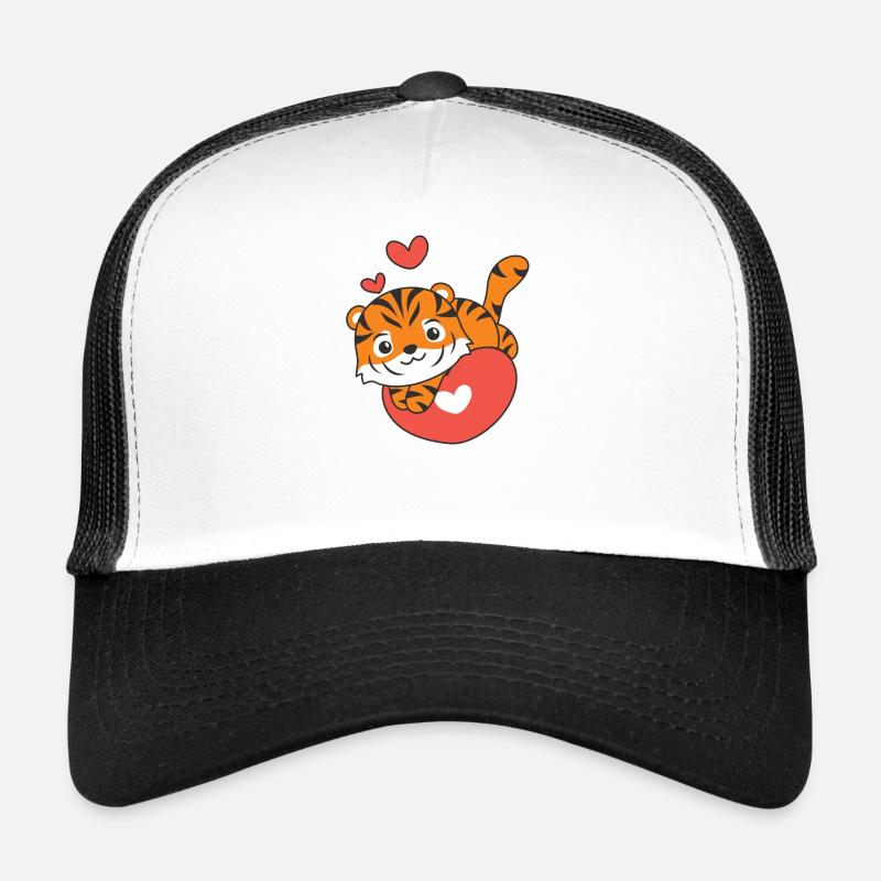 Tigre Saint-Valentin Animaux mignons Coeurs Casquette trucker 