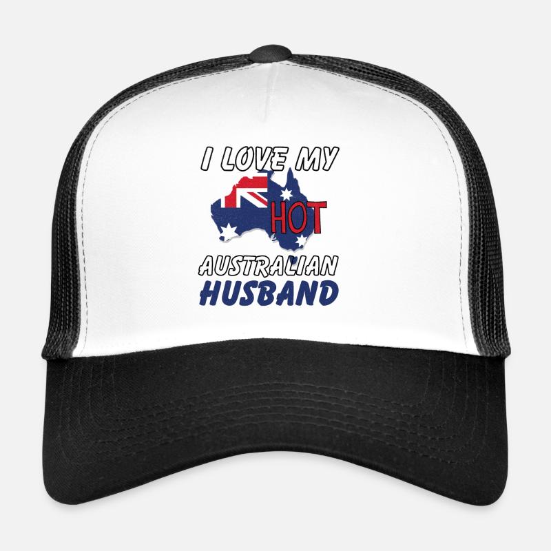 Cool J’Aime Mon Mari Australien Chaud - Casquette trucker  - blanc/noir
