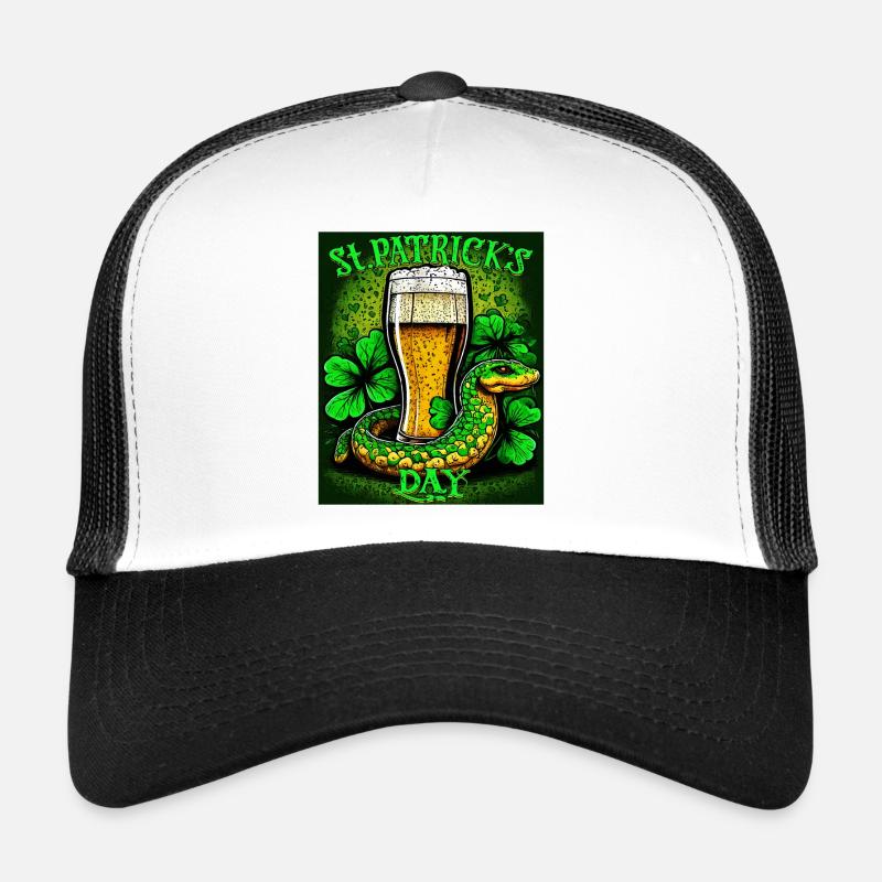 ST PATRICK ́S DAY SNAKE BEER SHAMROCK Trucker Cap