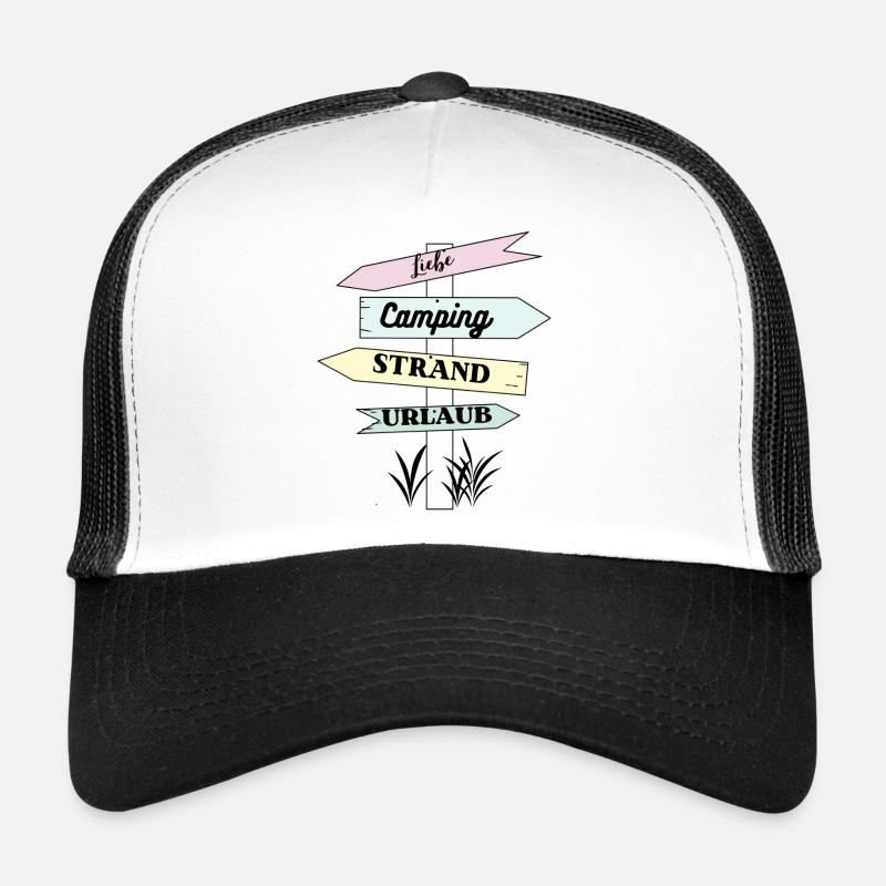 Camping Strand Urlaub Liebe - Trucker Cap - Weiß/Schwarz
