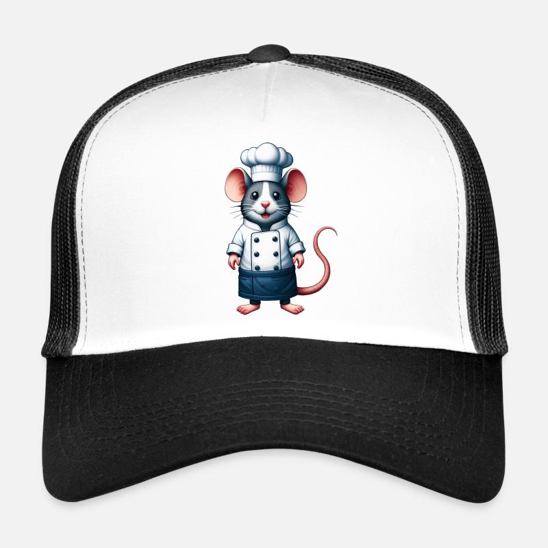 Cartoon Rat Mouse Outfit Chef Cooking Kitchen - Trucker Cap - white/black