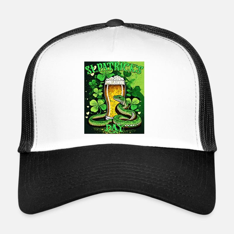 ST PATRICK ́S DAY SNAKE BEER SHAMROCK Trucker Cap