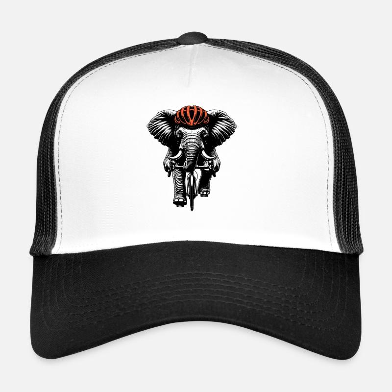 Cyclisme Éléphant - Casquette trucker  - blanc/noir