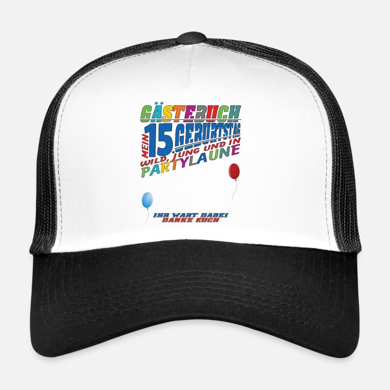 15. Geburtstag Mädchen & Junge Gästebuch Trucker Cap