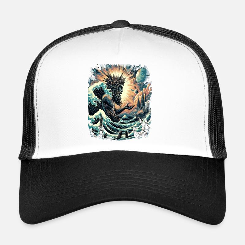 Poseidons Große Welle vor Kanagawa - Trucker Cap - Weiß/Schwarz