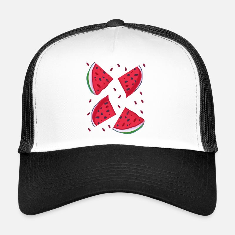 Wassermelonenviertel - Trucker Cap - Weiß/Schwarz