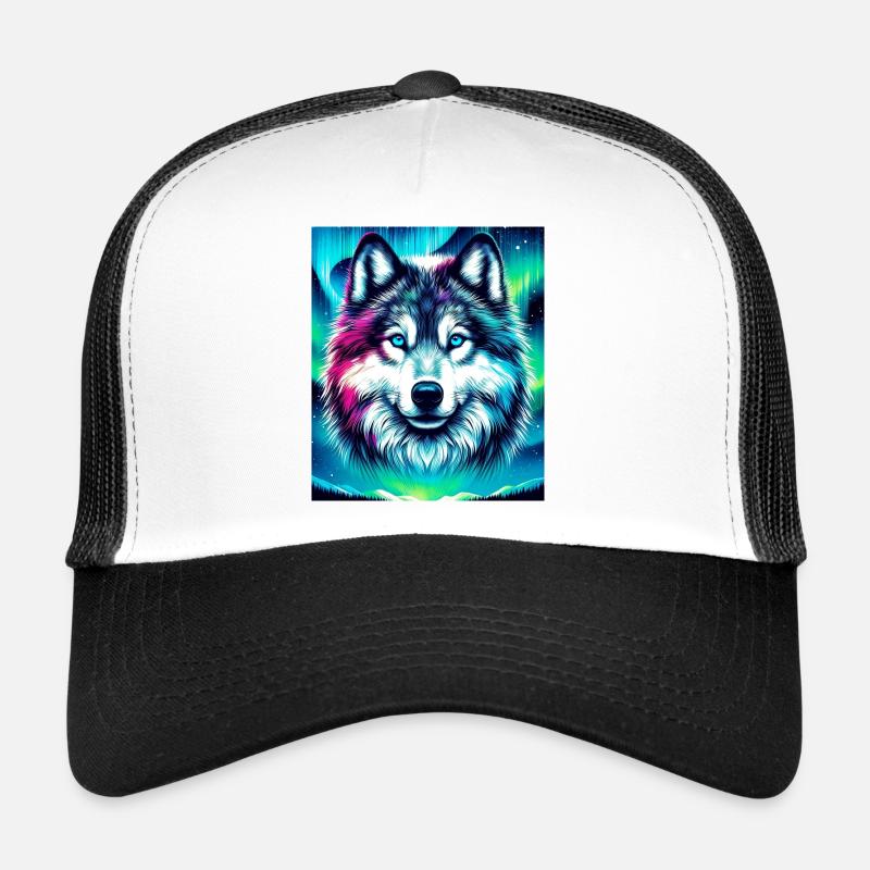 Wolf Husky Hund - Trucker Cap - Weiß/Schwarz