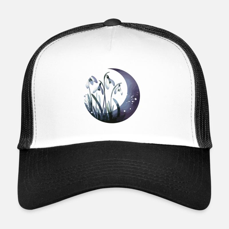 Schneeglöckchen gezeichnet - Trucker Cap - Weiß/Schwarz