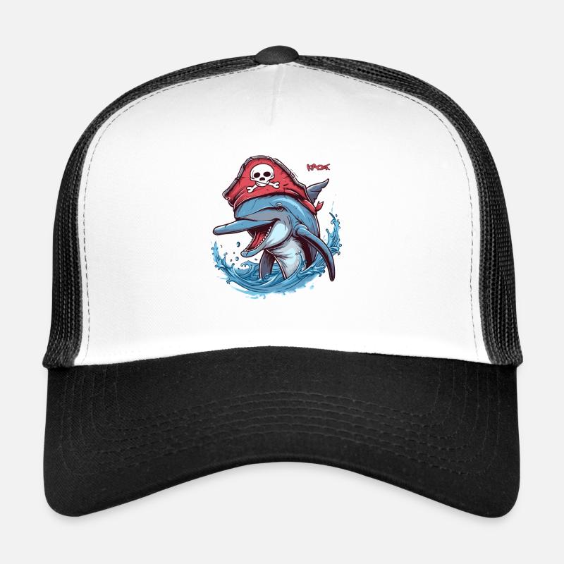Silly Dolphin Pirate Trucker Cap