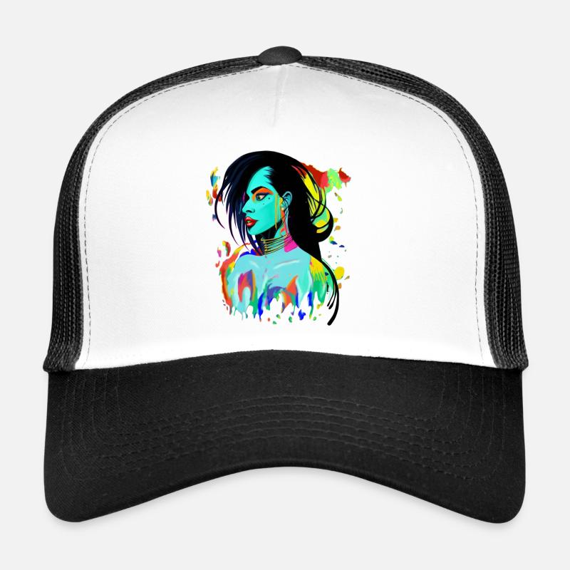 Neon Portrait Color Explosion - Trucker Cap - white/black