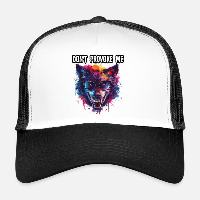 NE ME PROVOQUEZ PAS. Wolf, Avertissement, Message, Cool, Casquette trucker 
