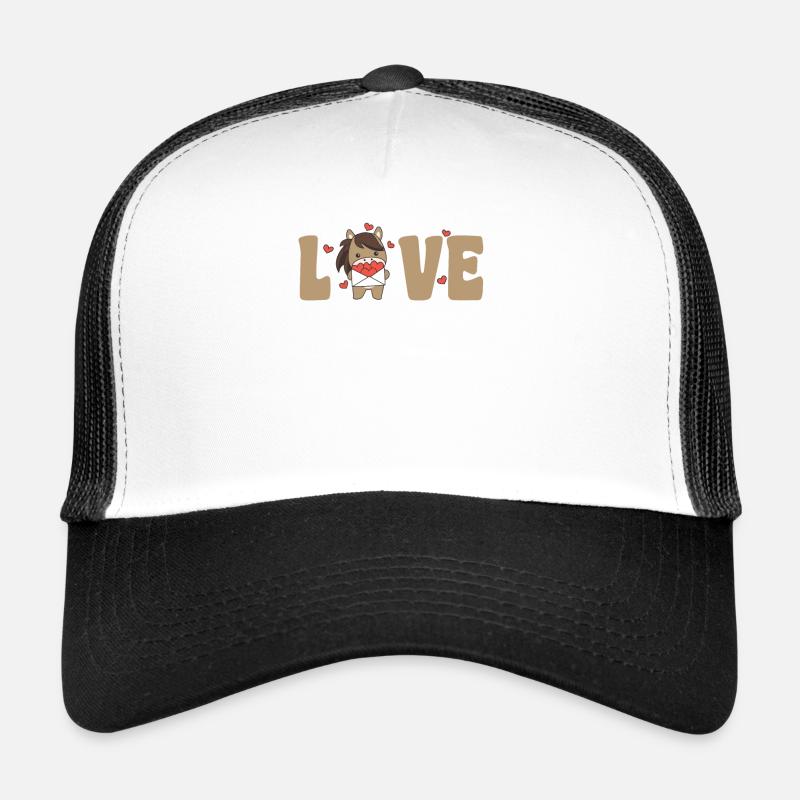 Cheval Saint-Valentin Animaux mignons avec des cœurs Amour Casquette trucker 